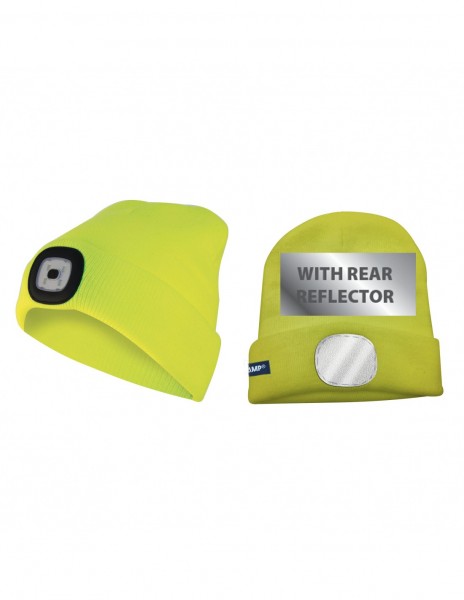 Velamp LIGHTHOUSE: Hat med genopladeligt LED-frontlys og reflekterende reflektor. Gul