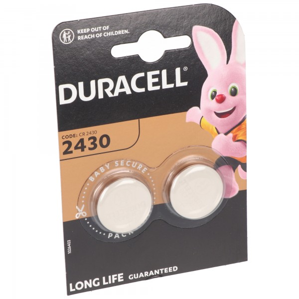 Duracell batteri lithium, knapcelle, CR2430, 3V elektronik, detailblister (2-pak)