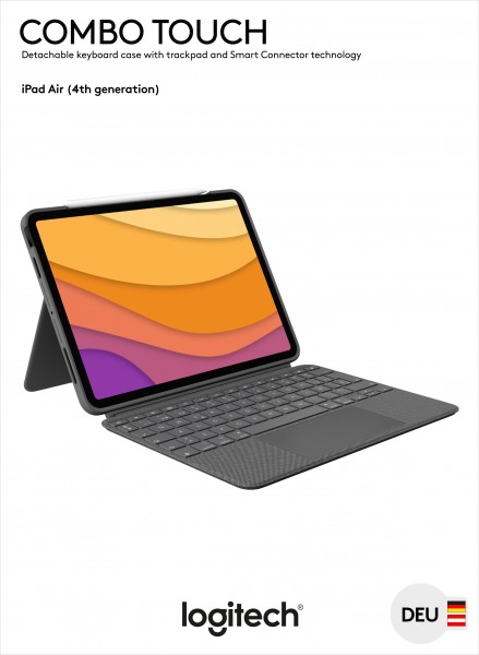 Logitech Keyboard Combo Touch, Smart Connector, grå til Apple iPad Air 10.9&quot;, Gen.4/5, Trackpad, DE, Detailhandel