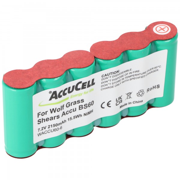 Batteri passer til Wolf Lawn Scissors Accu 60, ACCU60, 7.2 Volt 2150mAh