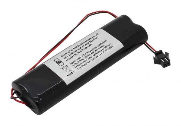 Nødlys batteri NiMH 4,8V 1500mAh L2x2 med kabel og stik erstatter RZB 67000.1.06