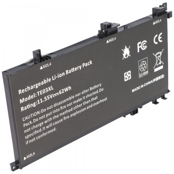Batteri passer til HP OMEN 15-AX000 series, Li-Polymer, 11.55V, 5360mAh, 62Wh, sort