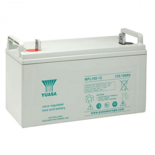 Yuasa NPL100-12 blybatteri med M10 skruetilslutning 12V, 100000mAh