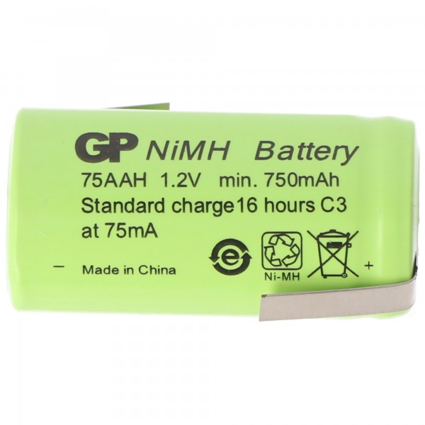 Batteri 2 / 3AA NiMH batteri med loddetråd Z-form 650mAh