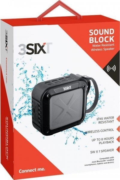 Soundblock højttaler Bluetooth Lydboks, beskyttelsesklasse IPX6 vandtæt, med integreret genopladeligt batteri