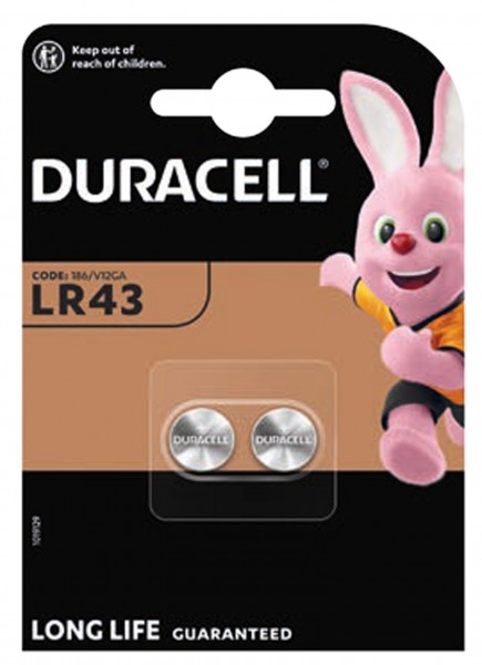 Duracell LR43-V12GA, 186, 84, LR1142 knapcelle 2-pakning