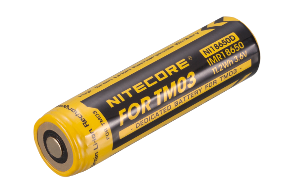 Nitecore Li-Ion batteri NI18650D passer til Nitecore LED lommelygten TM03, dimensioner 69x18mm, oplades med Nitecore D2EU, D4EU, UM10, UM20
