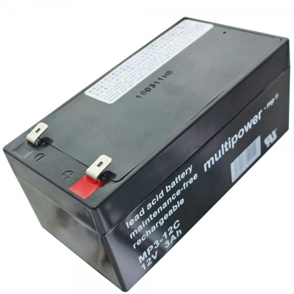 Multipower MP3-12C blybatteri 6,3 mm Faston plug, dyb cyklus version