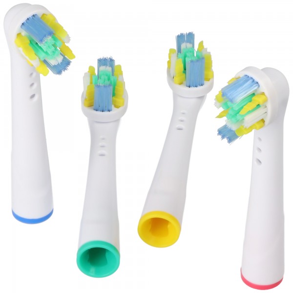 Pakke med 4 dybderensende børsteudskiftnings-tandbørstehoveder til elektriske tandbørster fra Oral-B, velegnet for eksempel til Oral-B D10, D12, D16, D12 og mange andre modeller fra Oral-B