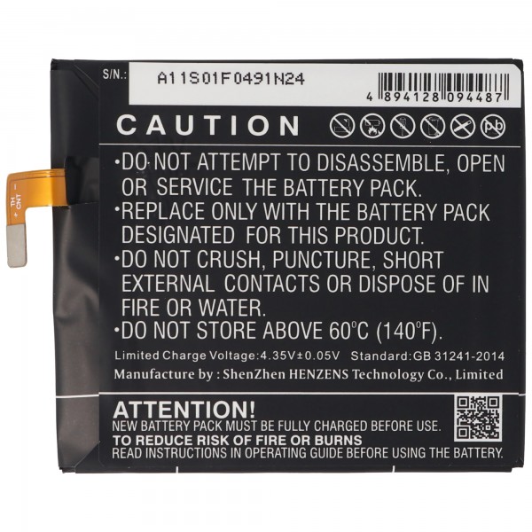 Batteri passer til Sony Ericsson XPERIA T3, Li-Polymer, 3.8V, 2500mAh, 9.5Wh, indbygget, uden værktøj