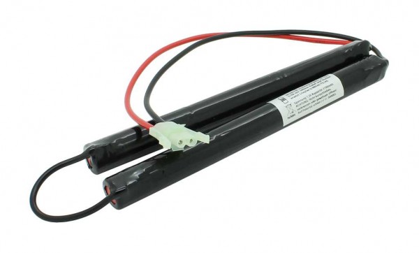 Nødlys batteri NiMH 7,2V 3700mAh 2x L1x3 5/4A med 300mm kabel og stik erstatter Liteplan 6/MH40/TS/AS