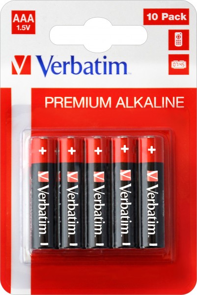 Verbatim batteri alkalisk, mikro, AAA, LR03, 1,5V Premium, detailblister (10-pak)