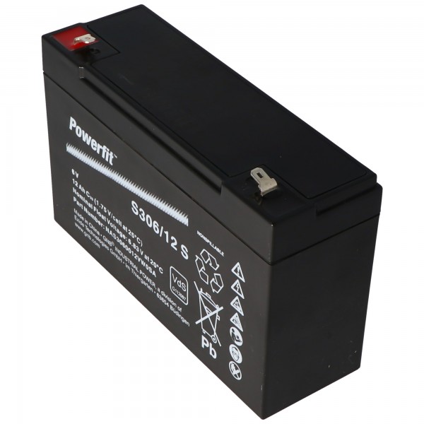 Exide Powerfit S306 / 12S Blybatteri med Faston 4.8mm 6V, 12000mAh