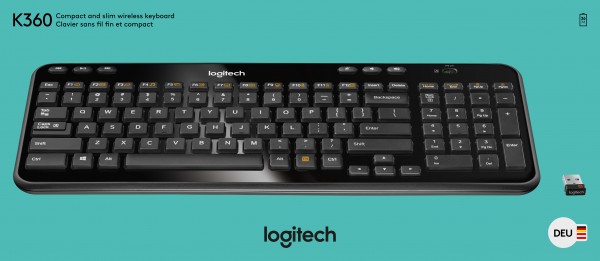 Logitech Keyboard K360, Wireless, Unifying, sort DE, Detail