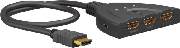 Goobay HDMI™-omskifterboks 3 til 1 (4K @ 60 Hz) - til at skifte mellem 3x HDMI™-enheder tilsluttet 1x HDMI™-skærm