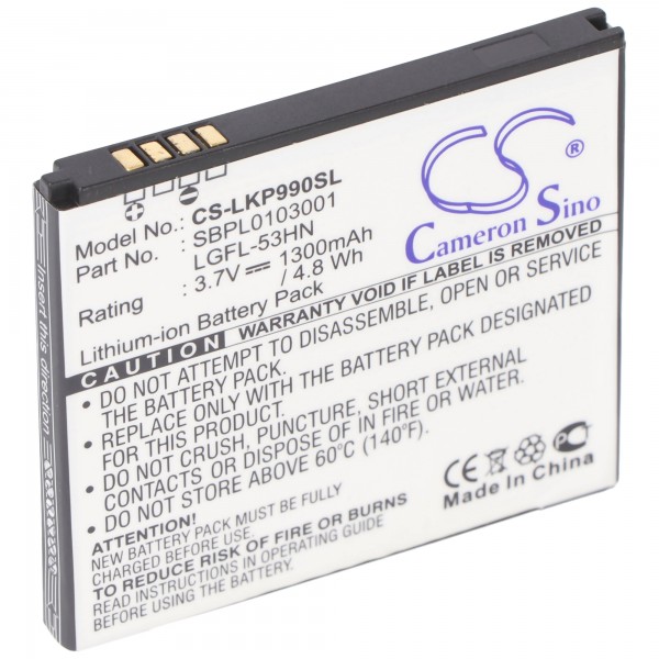 LG P990 kompatibelt batteri fra AccuCell LGFL-53HN, SBPL0103001, 1400mAh