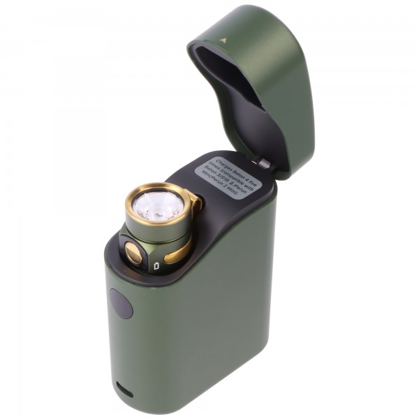Olight Baton 4 Premium Edition grøn, LED-lommelygte med opladningsetui, ultrakompakt og kraftfuld, 1300 lumen