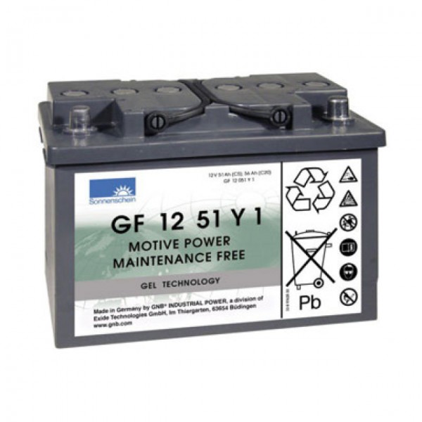 Exide Dryfit GF12051Y1 blybatteri med A-Pol 12V, 51000mAh