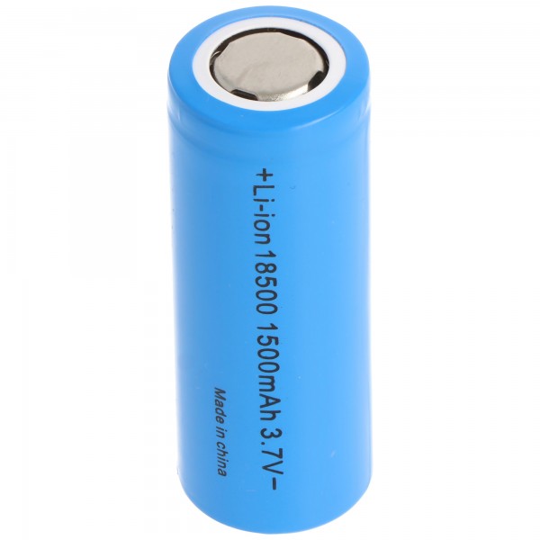 18500 Li-Ion batteri med 3,6-3,7 volt, 18500-A1, 1500mAh, flad positiv pol
