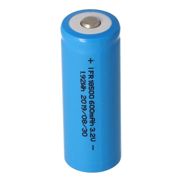 IFR 18500 - 600mAh 3.2V LiFePo4 batteri (Button Top) ubeskyttet