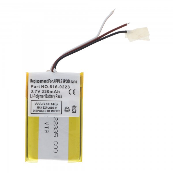 AccuCell batteri passer til Apple iPOD nano, 616-0223, 330mAh