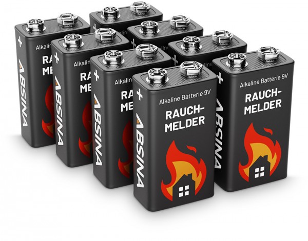 Pakke med 8 alkaliske 9V 6LR61 blokbatterier, der er ideelle til røgalarmer, røgalarmer, måleinstrumenter, legetøj og andre