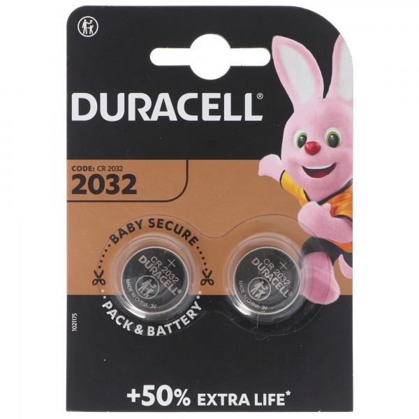 Duracell CR2032 lithium batteri 3 volt med op til 180mAh kapacitet 2er blister