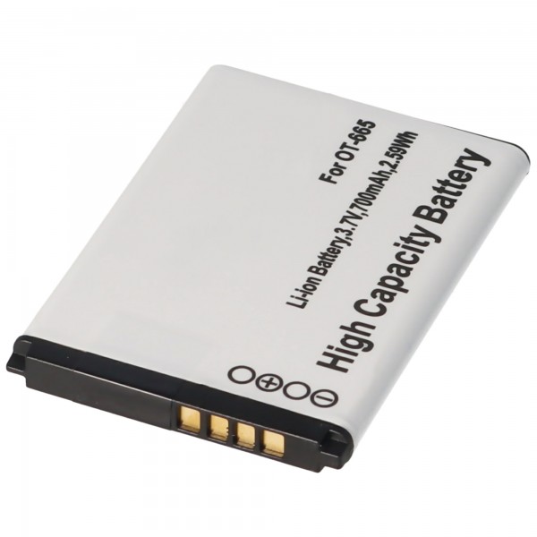 Batteri passer til Alcatel One Touch OT-665, 665, Alcatel One Touch 2012, Alcatel Sesame II, CAB22D0000C1, CAB22B0000C1, Li-Ion, 3.7V 700mAh