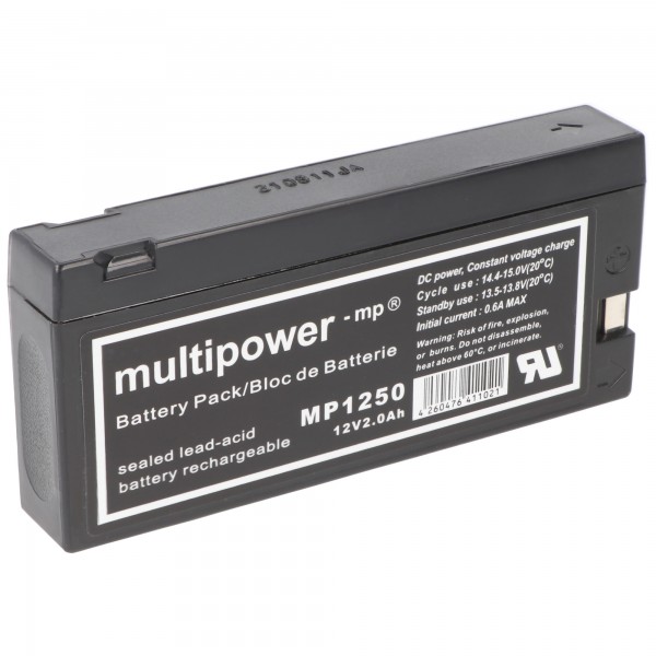 Multipower MP1250 12V 2Ah erstatter LC-SD122PG blybatteri AGM blygelbatteri