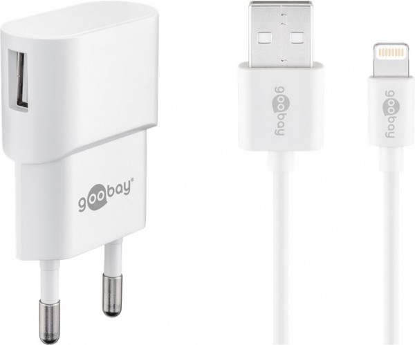 Goobay Apple Lightning ladesæt 1 A - strømforsyningsenhed med Apple Lightning kabel 1m (hvid)