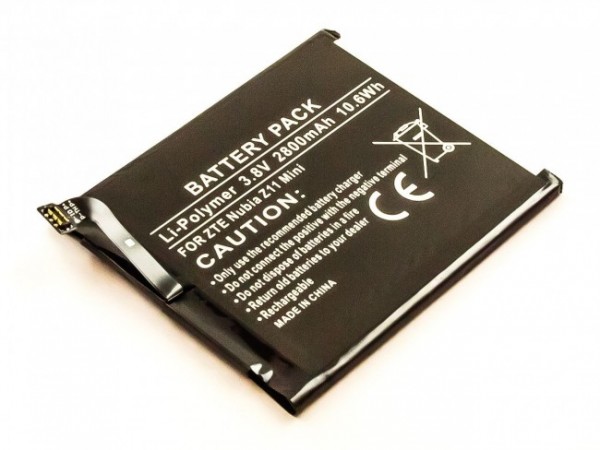 Batteri passer til ZTE Nubia Z11 Mini, Li-Polymer, 3.8V, 2800mAh, 10.6Wh, indbygget, uden værktøj