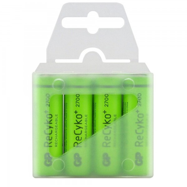4 stk R6/AA Ni-MH batterier GP ReCyko+ 2700 series NiMH batteri 1,2V, 2600mAh