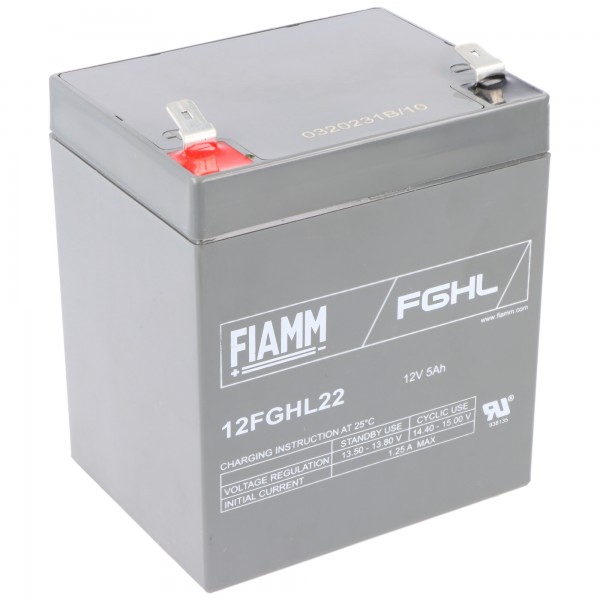 Fiamm 12FGHL22 blybatteri med Faston 6,3 mm 12V, 5000mAh