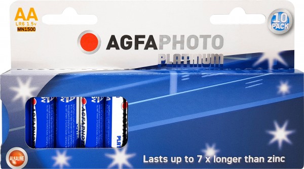 Agfaphoto Alkaline-batteri, Mignon, AA, LR06, 1,5V Power, Retail Blister (10-Pack)