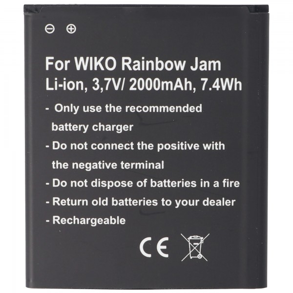 Batteri passer til Wiko Rainbow Jam, Wiko Rainbow Jam 4G, batteri 5222