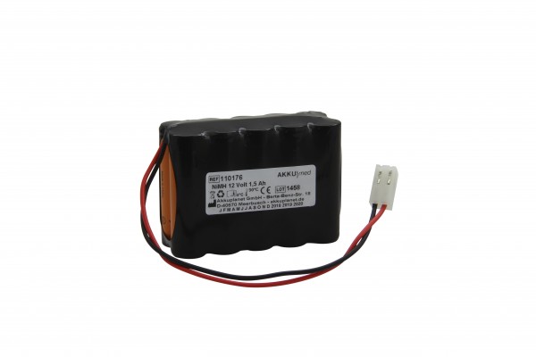 NiMH-batteri passer til Cardiette Cardioline ECG-optager AR1200 / AR1200ADV / FC1400 12 Volt / 1.50 Ah CE-kompatibel