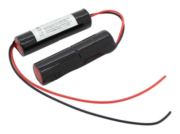 Nødlys batteri NiCd 4.8V 1800mAh 2x L1x2 Sub-C med 200mm kabel erstatter 4.8V batteri