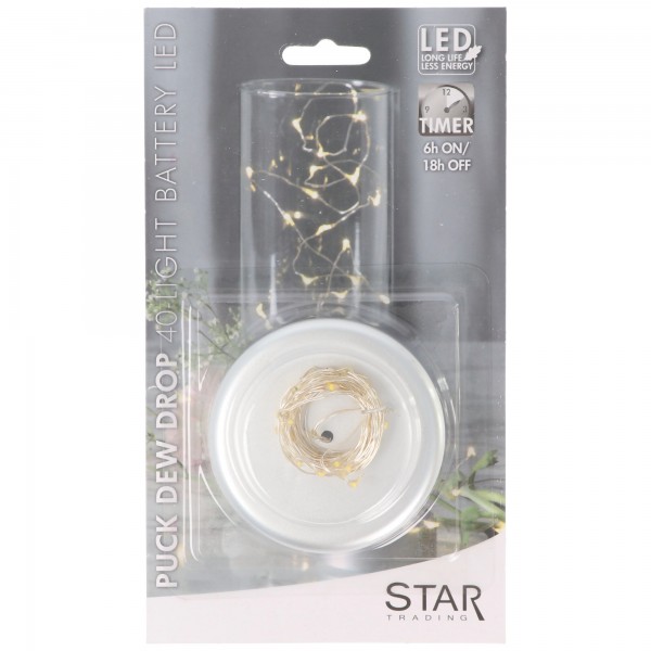 LED ledning Lichterke. 'String Dew Drops' 40 ww LED sølvfarvet 728-19