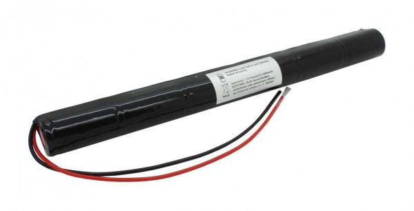 Nødlys batteri NiCd 7.2V 1800mAh L1x6 Sub-C med 200mm kabel på den ene side