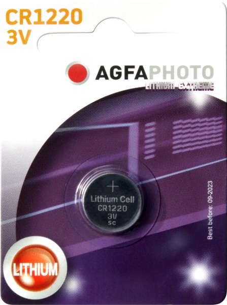 Agfaphoto Battery Lithium, Knapcelle, CR1220, 3V Extreme, Retail Blister (1-Pack)