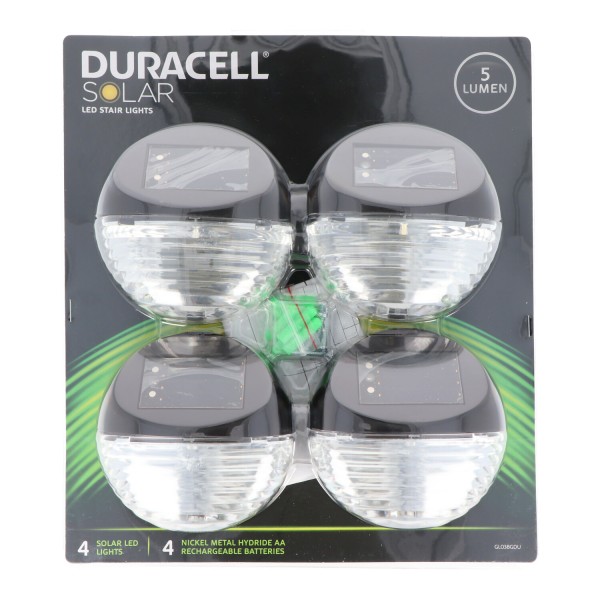 Duracell Solar LED trappelys GLl038GDU som LED trappelys, sæt bestående af 4 stk. Inklusive udskiftelige batterier, metallisk bronze