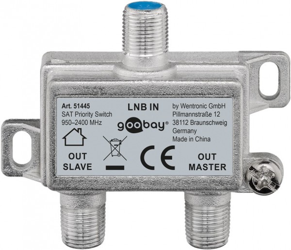 Goobay SAT priority switch - fordeler/skifter 1 LNB til 2 SAT modtagere