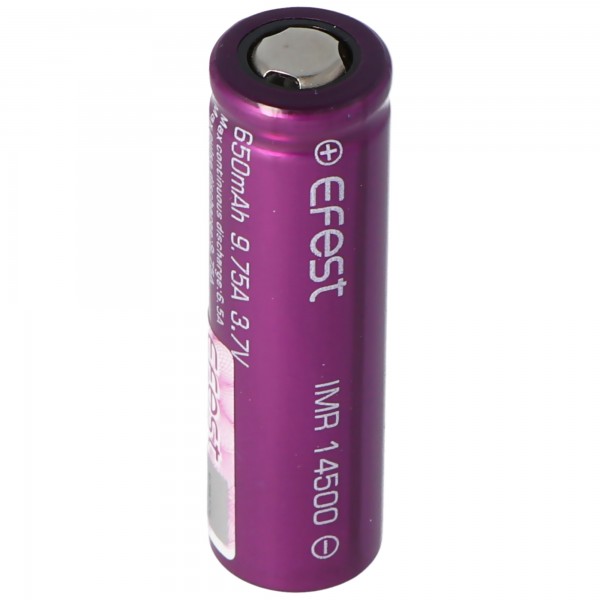 Efest IMR 14500 - 650mAh 3.6V - 3.7V Li-Ion batteri (plus pol flad)