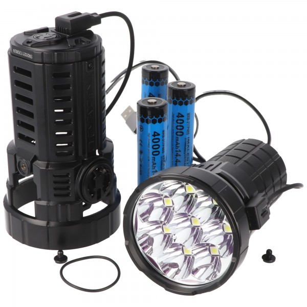 Imalent RS50 LED lommelygte med 20.000 lumen, rækkevidde 1.160 meter, inklusive 3x 21700 Li-Ion batterier