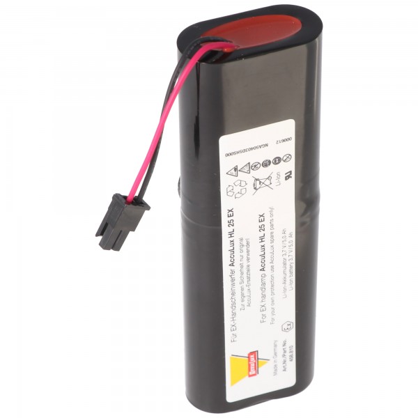 Originalt batteri til håndlampe LiIon 3.7V 5000mAh 18.5 Wh Ex-protected passer til Acculux knælampe HL25EX ex