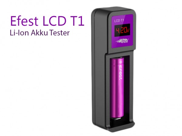 Efest LUC T1 Tester: Li-ion batteri tester med LCD display, måleområde fra 0.00V til 4.50V