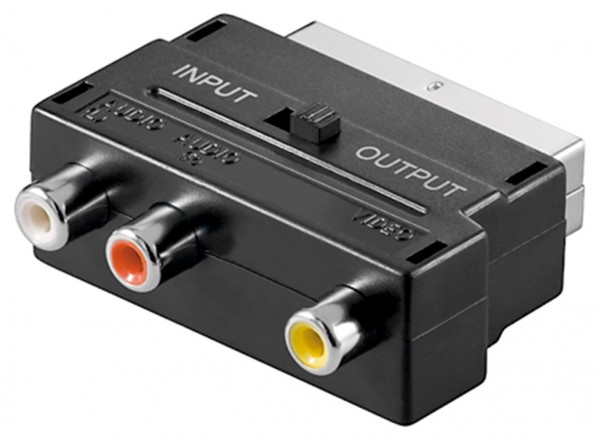 Goobay Scart til Composite Audio Video Adapter, IN/OUT - Scart-stik (21-bens) > 3x cinch-stik