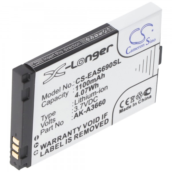 Batteri passer til Emporia SafetyPlus A3690 Li-Ion batteri AK-A3660