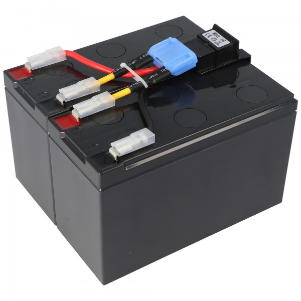 Replikabatteri nøjagtigt egnet til APC-RBC48 batteri, der er forudmonteret med kabel og stik