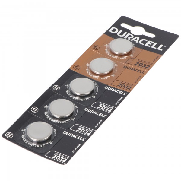 5x Duracell CR2032 lithium batteri 3 volt med op til 180mAh kapacitet